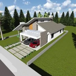 Fachada de uma residência em Lajeado, Brasil, com jardim.