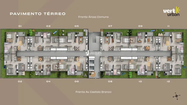 Planta do pavimento térreo de um imóvel em Lajeado, Brasil.