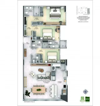 Planta baixa de um apartamento em Lajeado, Brasil.