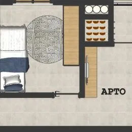 Planta baixa esquemática de um apartamento em Lajeado, Brasil.
