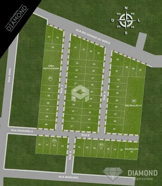 Planta de loteamento mostrando o layout das ruas e lotes na região de Lajeado, Brasil.