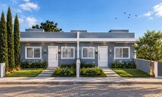 Fachada moderna de uma casa em Lajeado, Brasil.