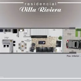 Planta baixa mostrando o layout interno de uma residência.
