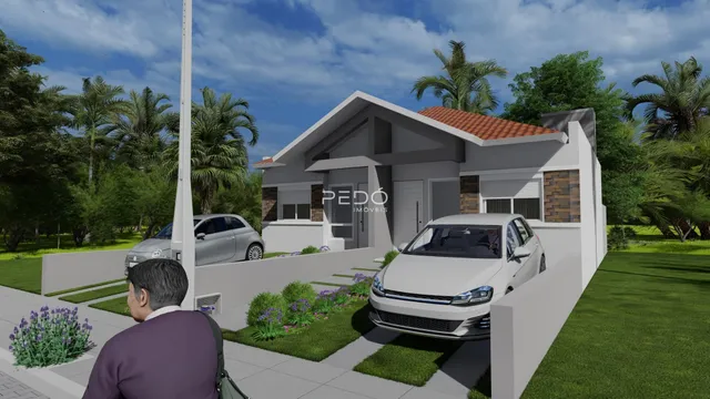Fachada de uma casa em Lajeado, Brasil, com jardim frontal.