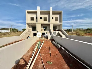 Fachada de uma construção residencial em estágio de obra em Lajeado, Brasil.