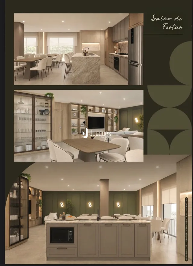 Interior de um imóvel com sala de jantar e cozinha em Lajeado.