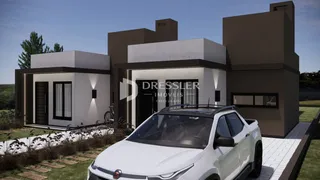 Fachada de uma casa moderna em Lajeado, Brasil.