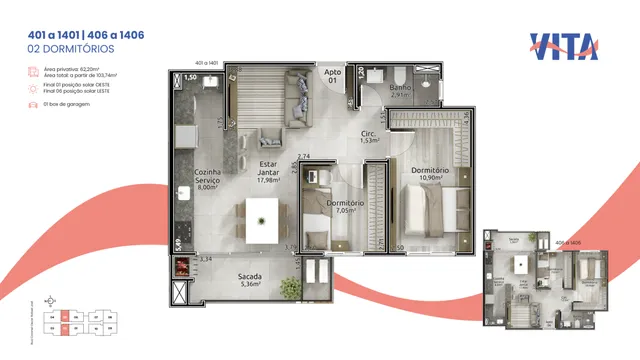 Apartamento com 2 dormitórios, foto 2