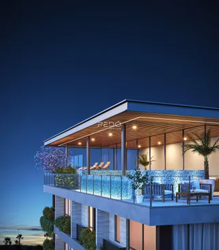 Vista externa de um apartamento moderno com varanda em Lajeado, Brasil.