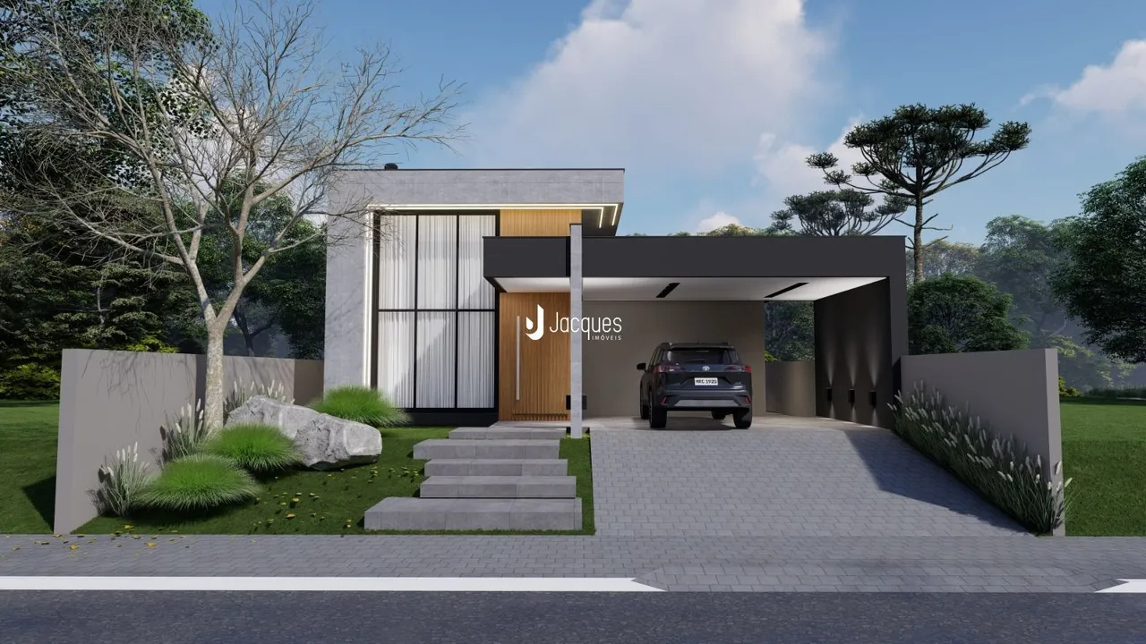 Fachada moderna de uma residência em Lajeado, Brasil.