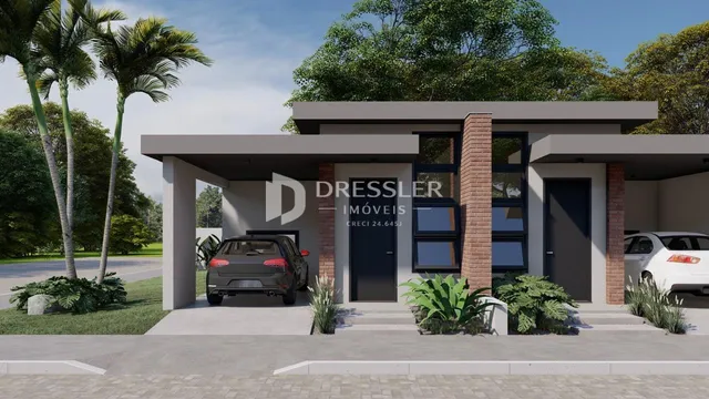 Fachada de uma casa moderna em Lajeado, Brasil.