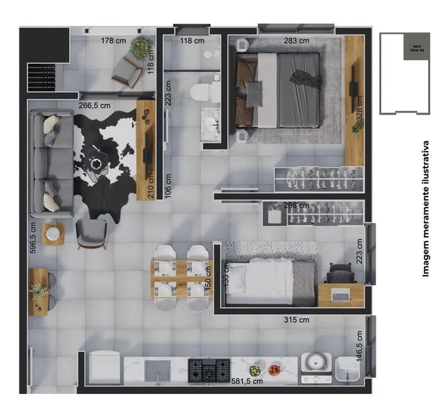 Apartamento com 1 dormitório, foto 2