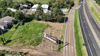 Vista aérea de um terreno com vegetação ao lado de uma estrada.