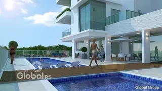 A fachada moderna de uma residência em Lajeado, Brasil, com piscina e área externa.