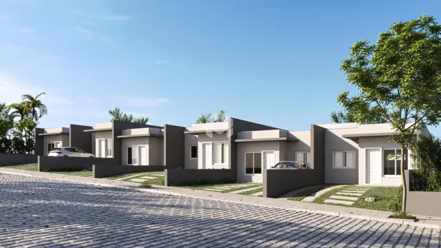 Fachada de uma casa moderna em Lajeado, Brasil.