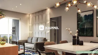 Sala de estar com sofá e mesa de jantar em um ambiente moderno.
