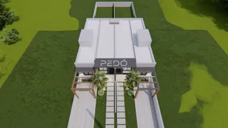 A fachada de uma casa moderna em Lajeado, Brasil.