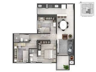 Planta baixa de um apartamento em Lajeado, Brasil.