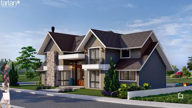 Fachada de uma residência em Lajeado, Brasil, apresentada em renderização tridimensional.