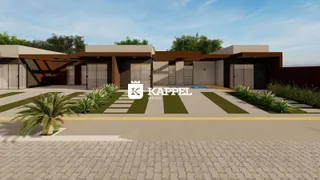 Fachada de uma casa moderna com garagem e paisagismo em Lajeado.