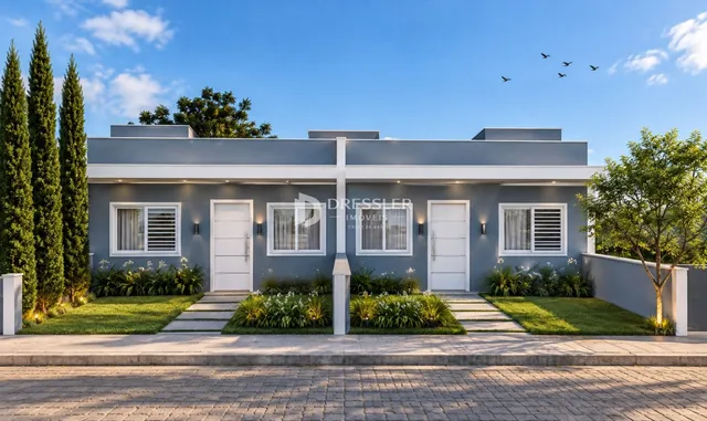 Fachada de uma casa moderna em Lajeado, Brasil.
