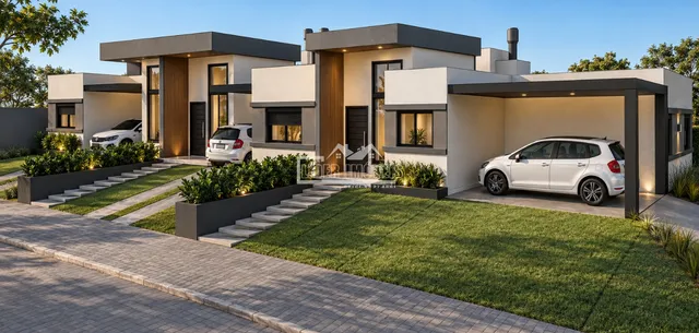 Fachada moderna de uma residência em Lajeado, Brasil.