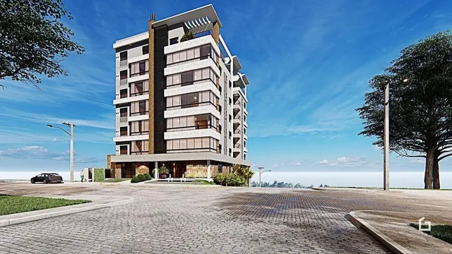 Vista da fachada de um edifício residencial em Lajeado, Brasil.