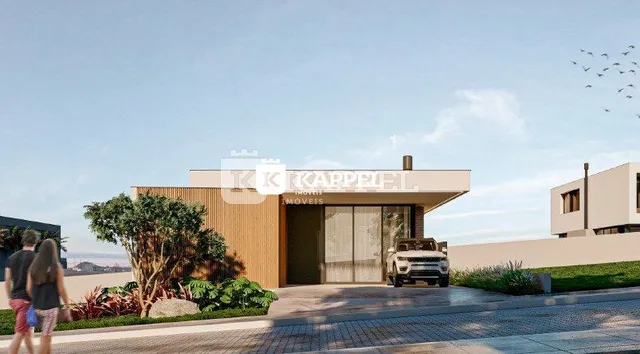 Fachada de uma casa moderna em Lajeado, Brasil.