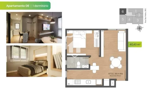 Apartamento com 1 dormitório, foto 2