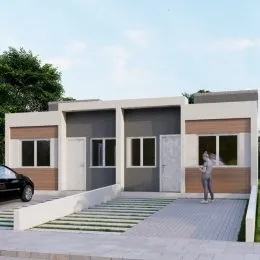 Fachada moderna de uma casa residencial em Lajeado, Brasil.
