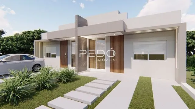 Fachada de uma casa moderna em Lajeado, Brasil.