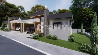 Vista da fachada moderna de uma residência em Lajeado.