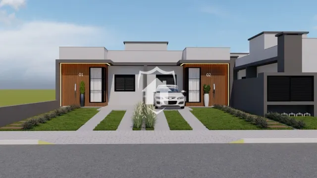 Fachada moderna de uma residência em Lajeado, Brasil.