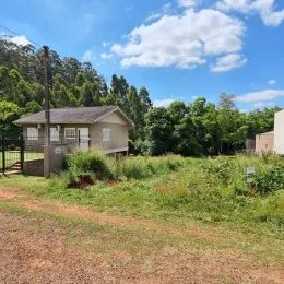 Vista externa de um terreno com vegetação e árvores em um dia claro.