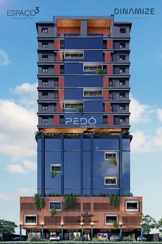 Fachada moderna de um edifício residencial em Lajeado, Brasil.