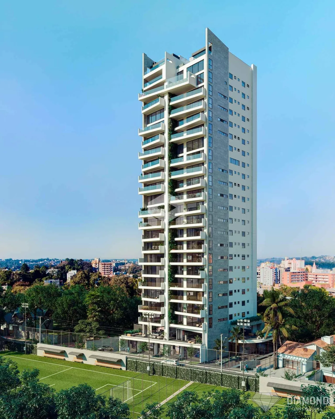 Fachada de um edifício residencial alto em Lajeado, Brasil.
