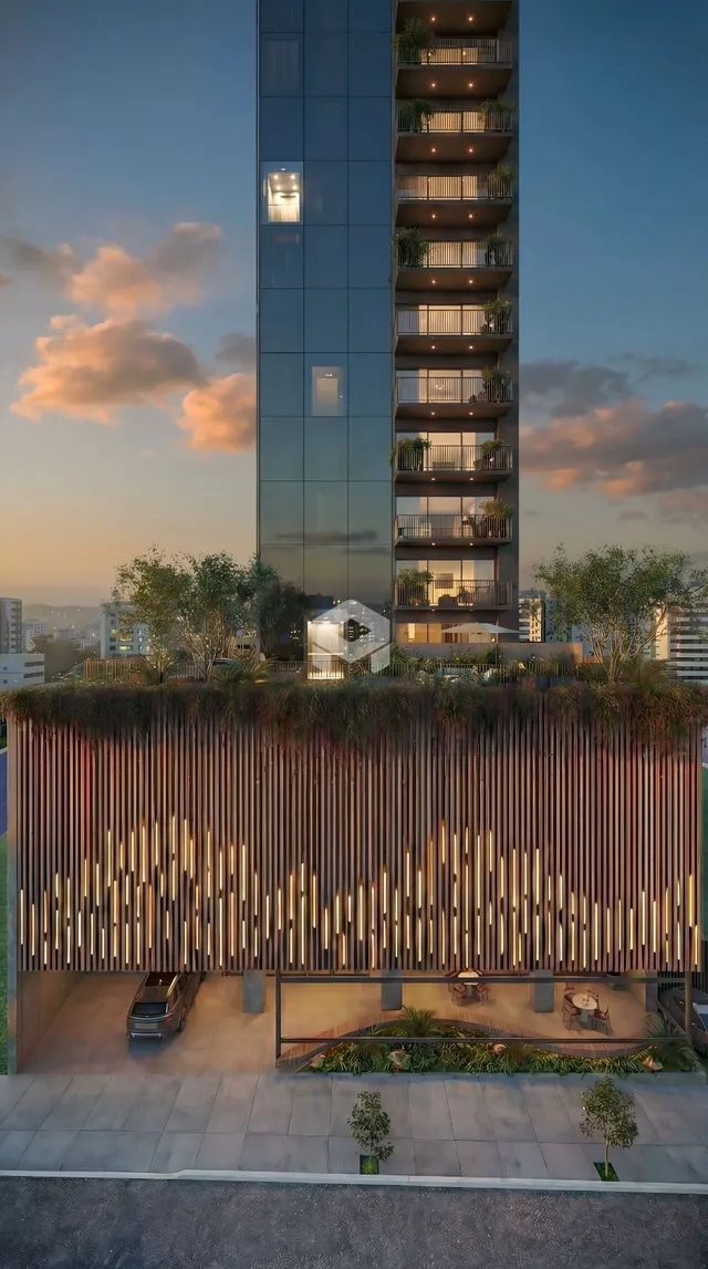 Fachada de um prédio residencial em Lajeado com varandas.