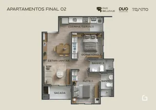 Apartamento com 2 dormitórios, foto 2