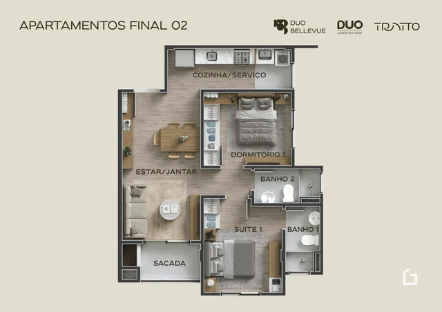 Apartamento com 2 dormitórios, foto 2