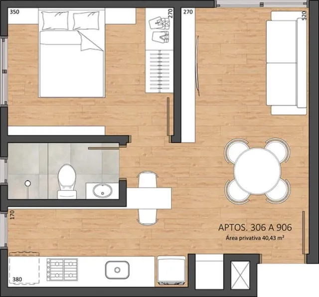 Apartamento com 1 dormitório, foto 3
