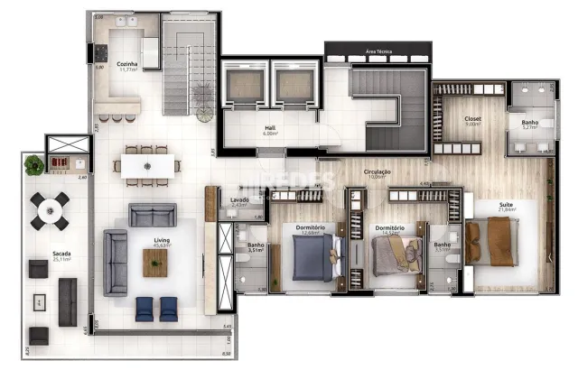 Apartamento com 3 dormitórios, foto 3