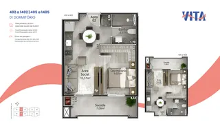Apartamento com 1 dormitório, foto 2