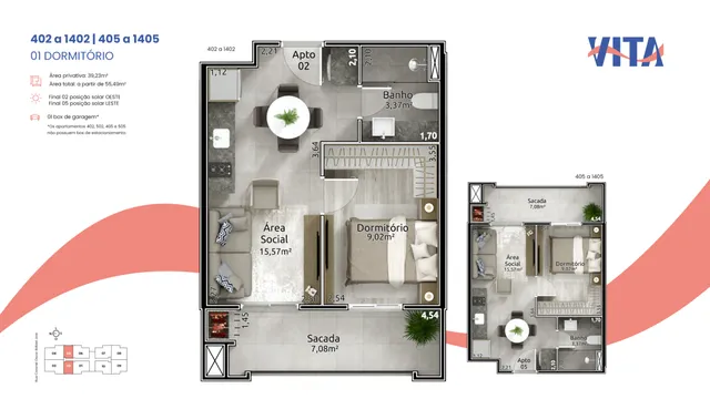 Apartamento com 1 dormitório, foto 2
