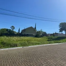 Vista externa de um terreno com vegetação e pavimento.