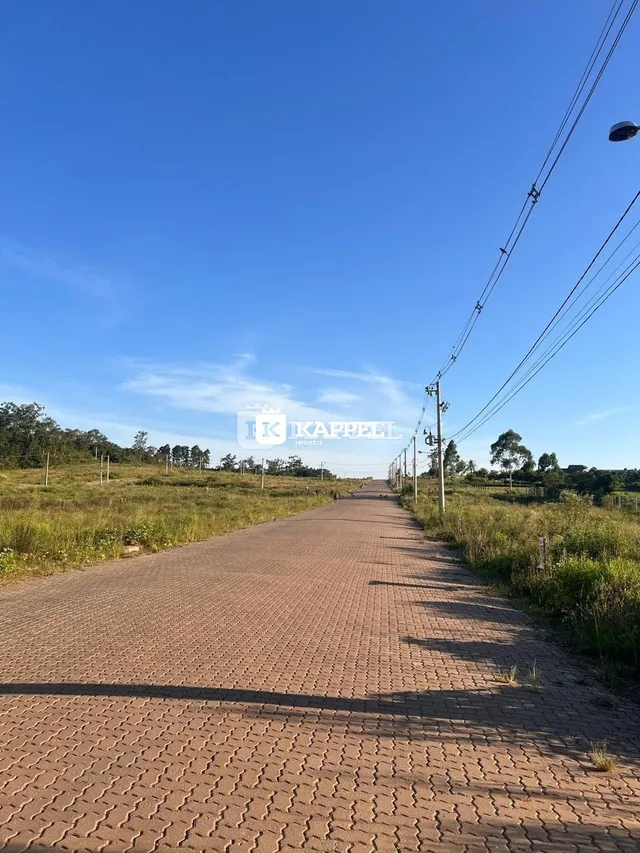 Uma estrada pavimentada estende-se sob um céu azul claro.