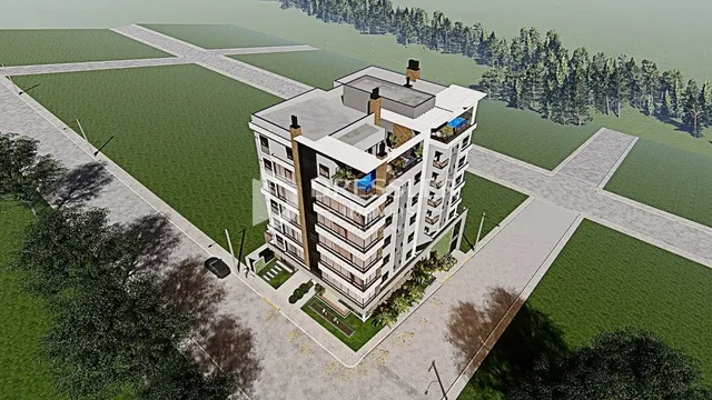 Vista aérea de um edifício residencial em Lajeado, Brasil.