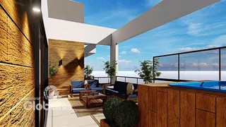 Uma vista da área de lazer com piscina e varanda de uma residência em Lajeado.