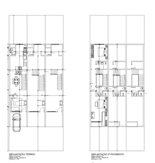 Planta de implantação do térreo e do segundo pavimento de um imóvel em Lajeado.