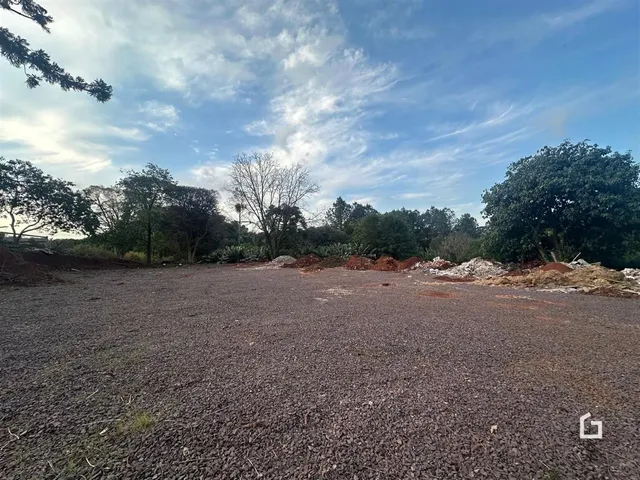 Área externa com terra e vegetação ao fundo.