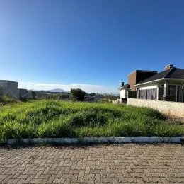 Paisagem externa mostrando um gramado verde sob um céu azul claro.